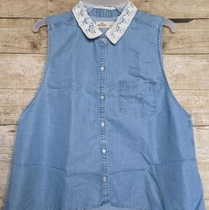 Hollister Collared Chambray  Blouse